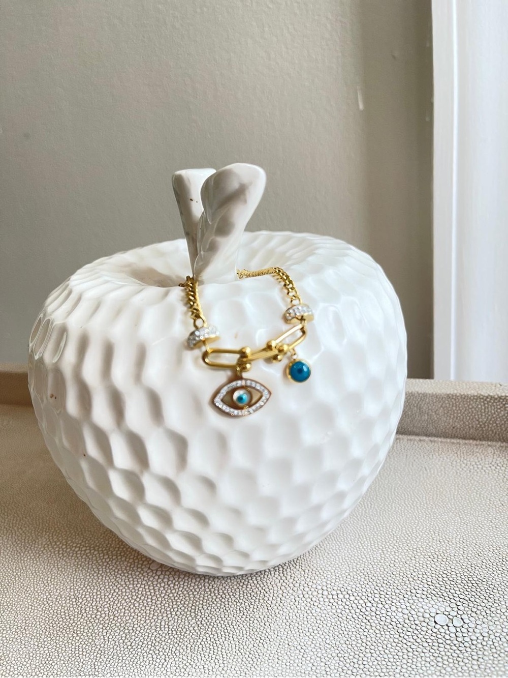 Gold Evil Eye Charm Bracelet with Turquoise Accents